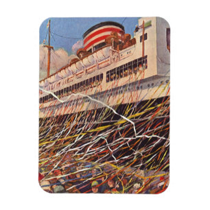 Magnet Flexible Vacances sur un bateau de croisière vintage ; Fête