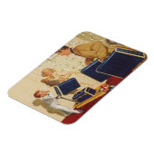 Magnet Flexible Vacances vintage, papa, Enfants et Valises (Côté Gauche)