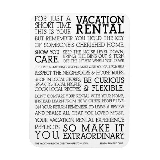Magnet Flexible Vacation Rental Guest Manifesto (Vertical)