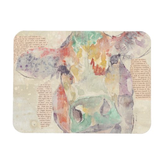 Magnet Flexible Vache de collage de la ferme aquarelle (Horizontal)
