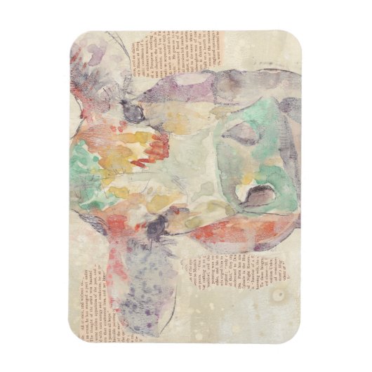 Magnet Flexible Vache de collage de la ferme aquarelle (Vertical)