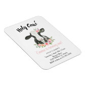 Magnet Flexible Vache florale rose avec invitation imprimée vache (Côté Droit)