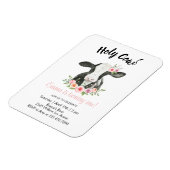 Magnet Flexible Vache florale rose avec invitation imprimée vache (Côté Gauche)