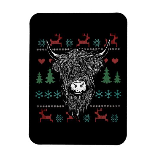 Magnet Flexible Vache hideux de Noël Highland (Vertical)