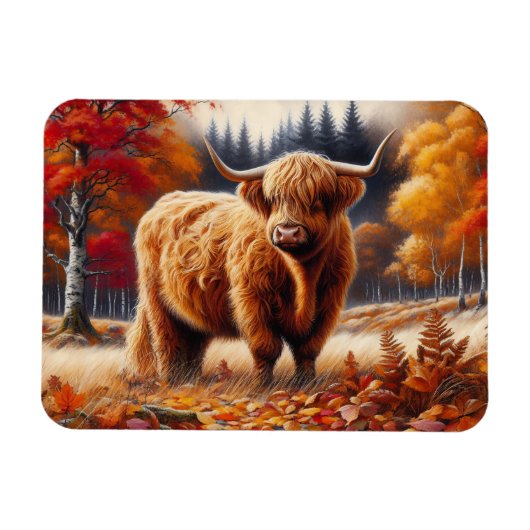 Magnet Flexible Vache Highland Automne Aquarelle flexible (Horizontal)