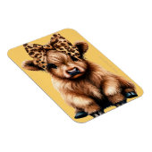 Magnet Flexible Vache Highland mignonne avec Bow Jaune (Côté Droit)