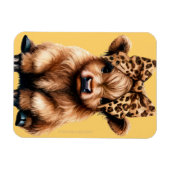 Magnet Flexible Vache Highland mignonne avec Bow Jaune (Horizontal)