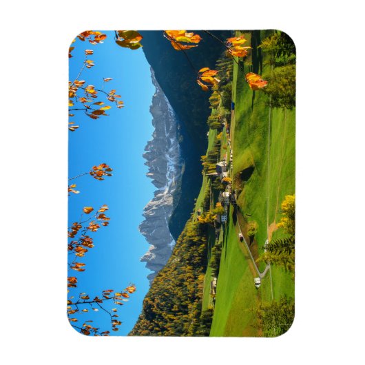 Magnet Flexible Val di Funes vallée en automne aimant rectangulair (Vertical)