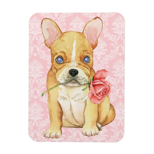 Magnet Flexible Valentine Frenchie rose (Vertical)