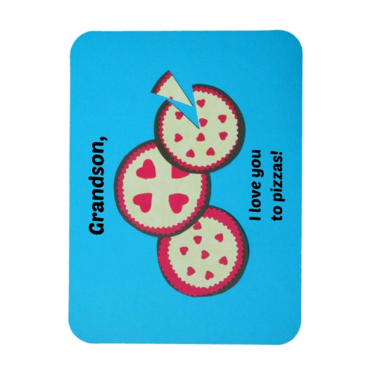 Magnet Flexible Valentine pour Grandson - humour à la pizza (Vertical)