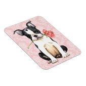 Magnet Flexible Valentine Rose Boston Terrier (Côté Droit)