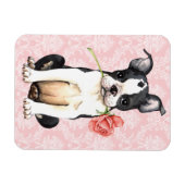 Magnet Flexible Valentine Rose Boston Terrier (Horizontal)
