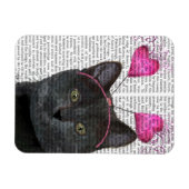 Magnet Flexible Valentines de chat noir (Horizontal)