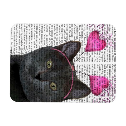 Magnet Flexible Valentines de chat noir (Horizontal)