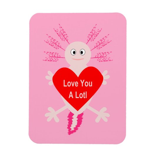 Magnet Flexible Valentines Jour Amour Coeur Axolotl (Vertical)