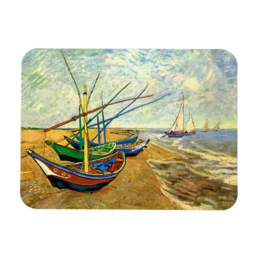 Magnet Flexible Van Gogh Bateaux de pêche sur la plage de Saintes  (Horizontal)