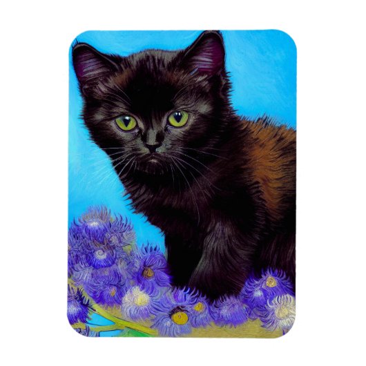 Magnet Flexible Van Gogh Chat et fleurs (Vertical)