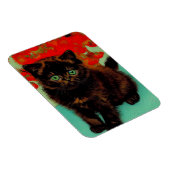 Magnet Flexible Van Gogh Chat noir Fleurs rouges (Côté Droit)