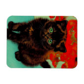 Magnet Flexible Van Gogh Chat noir Fleurs rouges (Horizontal)