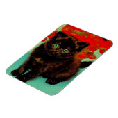 Magnet Flexible Van Gogh Chat noir Fleurs rouges (Côté Gauche)