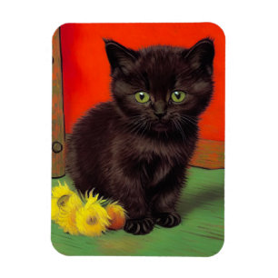 Magnet Flexible Van Gogh Style Chat noir