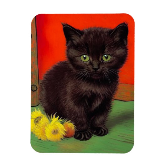 Magnet Flexible Van Gogh Style Chat noir (Vertical)