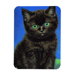 Magnet Flexible Van Gogh Style Kitten noir