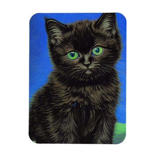 Magnet Flexible Van Gogh Style Kitten noir (Vertical)