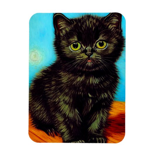 Magnet Flexible Van Gogh Style Pouting Kitten (Vertical)