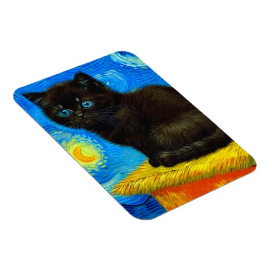 Magnet Flexible Van Gogh Style Starry Night Cat (Côté Droit)