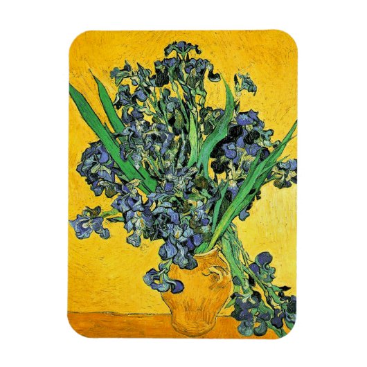 Magnet Flexible Van Gogh - Vase avec Irises Arrière - plan jaune (Vertical)