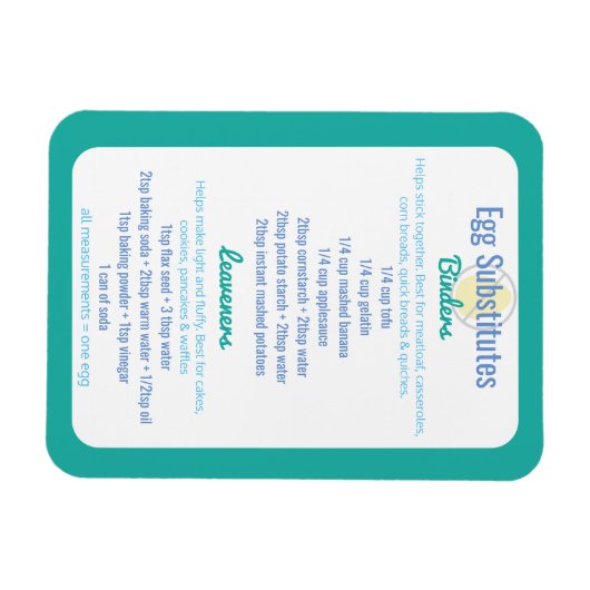 Magnet Flexible Variantes d'oeufs Référence Substituts d'oeufs (Horizontal)