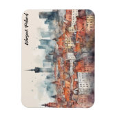 Magnet Flexible Varsovie colorée Pologne Aquarelle Skyline (Vertical)