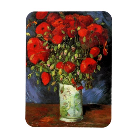 Magnet Flexible Vase avec des pavots rouges par Vincent van Gogh (Vertical)