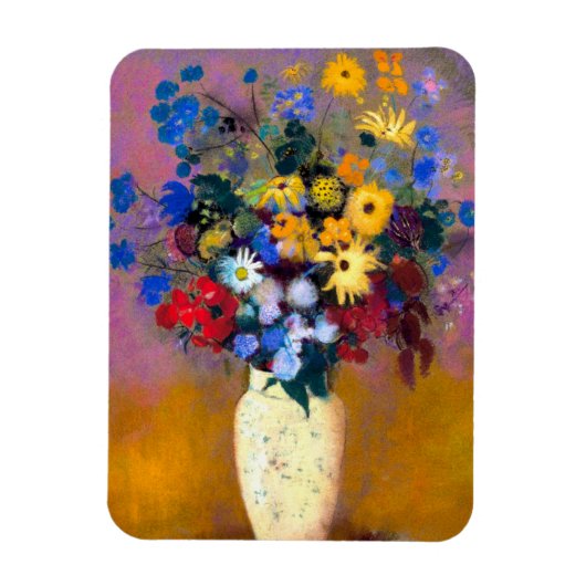 Magnet Flexible Vase blanc avec fleurs Odilon Redon (Vertical)