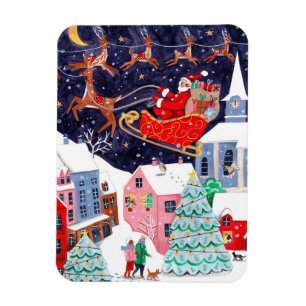 Magnet Flexible Veille de Noël Village Carte de vacances