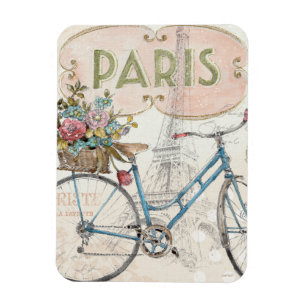 Magnet Flexible Vélo de Paris avec des fleurs