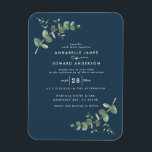 Magnet Flexible Verdure mariage Eucalyptus marine botanique bleu<br><div class="desc">Eucalyptus Verdure feuillage moderne minimaliste élégant contemporain jardin Mariage invitation magnétique . Design botanique contemporain simple. Sage vert,  bleu marine,  noir et blanc élégant colorway moderne convient printemps,  été automne,  automne et blanc cérémonies mariages.</div>