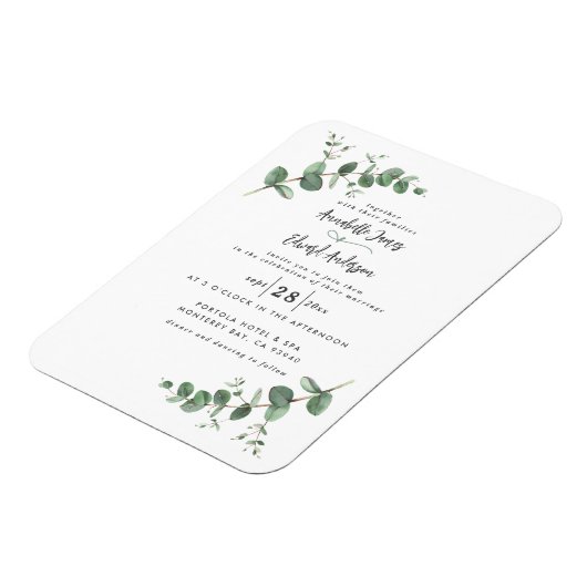 Magnet Flexible Verdure mariage Eucalyptus script botanique invit (Côté Gauche)