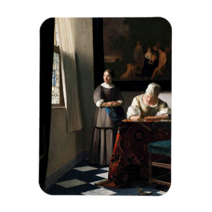 Magnet Flexible Vermeer - Lady Écrire une lettre avec sa bonne