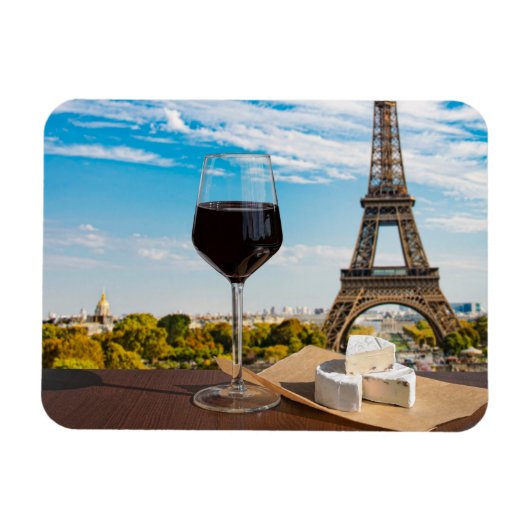Magnet Flexible Verre de vin au brie sur la tour Eiffel (Horizontal)