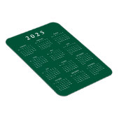 Magnet Flexible Vert blanc 2025 Calendrier mensuel (Côté Droit)