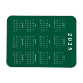 Magnet Flexible Vert blanc 2025 Calendrier mensuel (Horizontal)