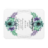 Magnet Flexible Vert Et Violet Aquarelle Floral Enregistrer La Dat (Horizontal)
