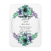 Magnet Flexible Vert Et Violet Aquarelle Floral Enregistrer La Dat (Vertical)