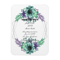Vert Et Violet Aquarelle Floral Enregistrer La Dat