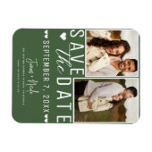Magnet Flexible Vert moderne Enregistrer la date 2 Mariage photo (Horizontal)