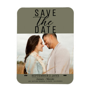 Magnet Flexible Vert olive moderne Économisez la date Mariage Phot