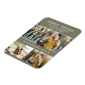 Magnet Flexible Vert olive moderne Enregistrer la date Mariage 3 p (Côté Gauche)