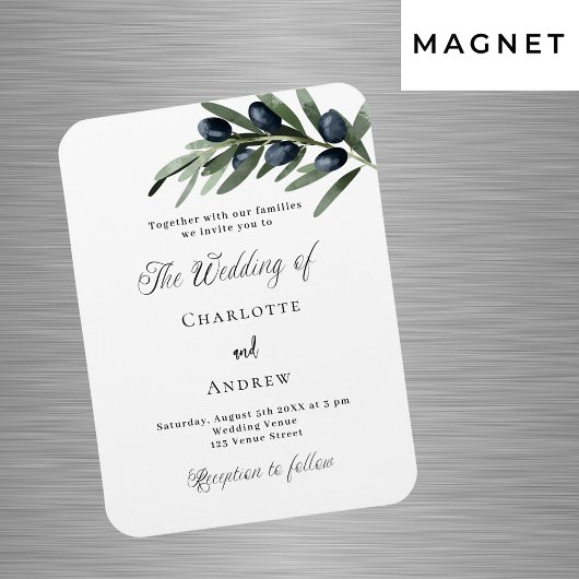 Magnet Flexible verte mariage invitation au luxe feuille d'olivier